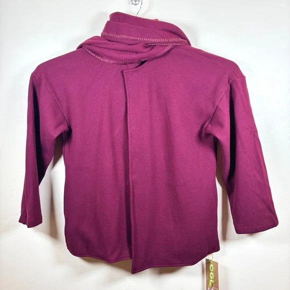 OGL CashSoft Oversized Scarf Jacket Plum Berry Women XS Cozy Modern Chic Comfort - Picture 2 of 16